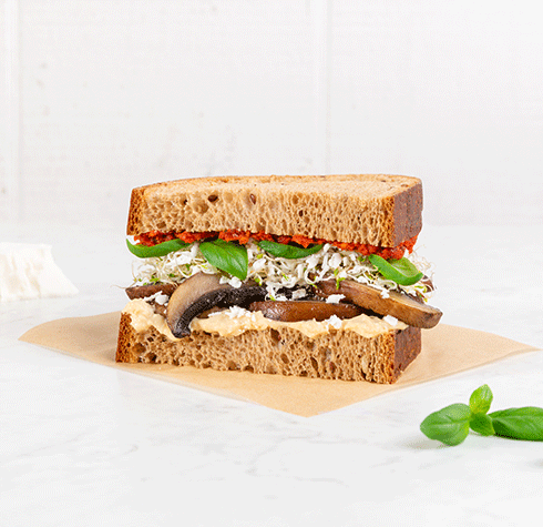 Grilled Portobello and Hummus Sandwich